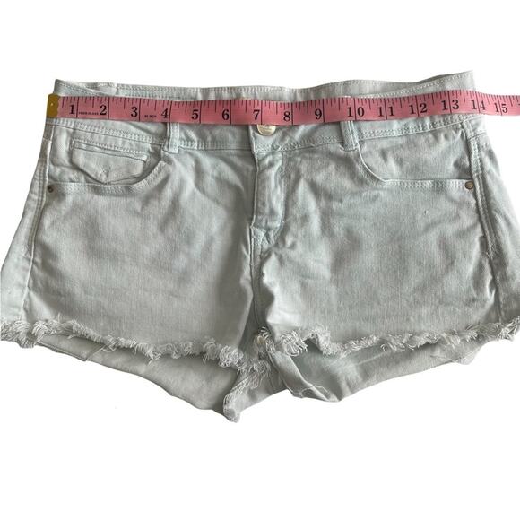 Zara Trafaluc Light Wash Fray Hem Denim Shorts - Picture 2 of 6